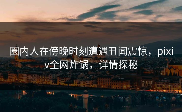 圈内人在傍晚时刻遭遇丑闻震惊，pixiv全网炸锅，详情探秘