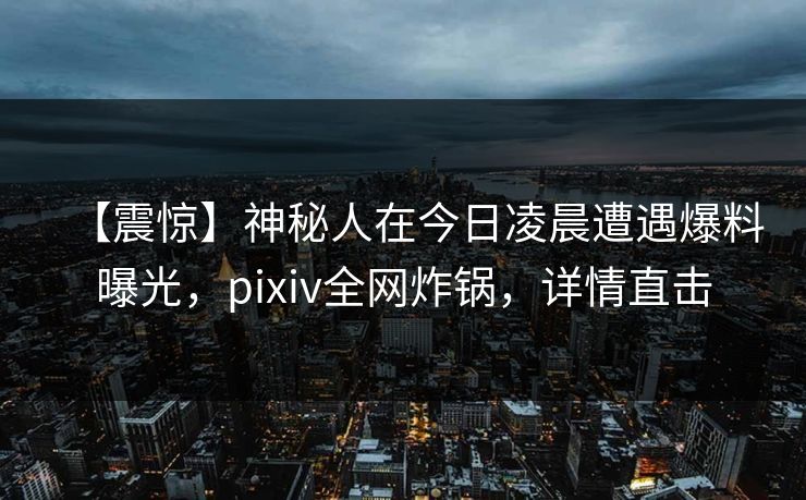 【震惊】神秘人在今日凌晨遭遇爆料曝光,pixiv全网炸锅,详情直击 【震惊】神秘人在今日凌晨遭遇爆料曝光,pixiv全网炸锅,详情直击