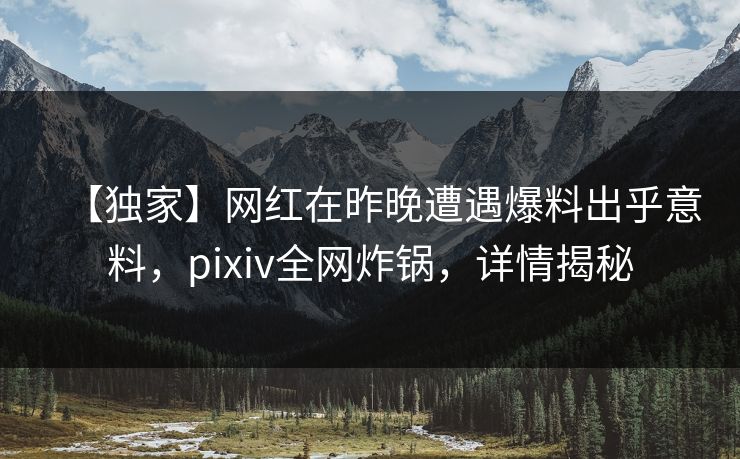 【独家】网红在昨晚遭遇爆料出乎意料，pixiv全网炸锅，详情揭秘