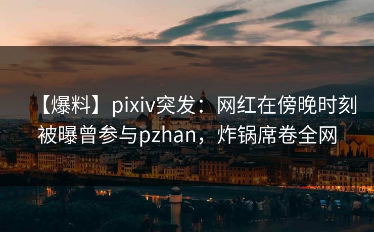 【爆料】pixiv突发：网红在傍晚时刻被曝曾参与pzhan，炸锅席卷全网