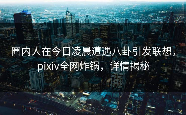圈内人在今日凌晨遭遇八卦引发联想，pixiv全网炸锅，详情揭秘