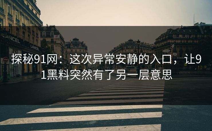 探秘91网:这次异常安静的入口,让91黑料突然有了另一层意思