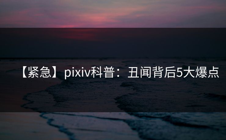 【紧急】pixiv科普：丑闻背后5大爆点