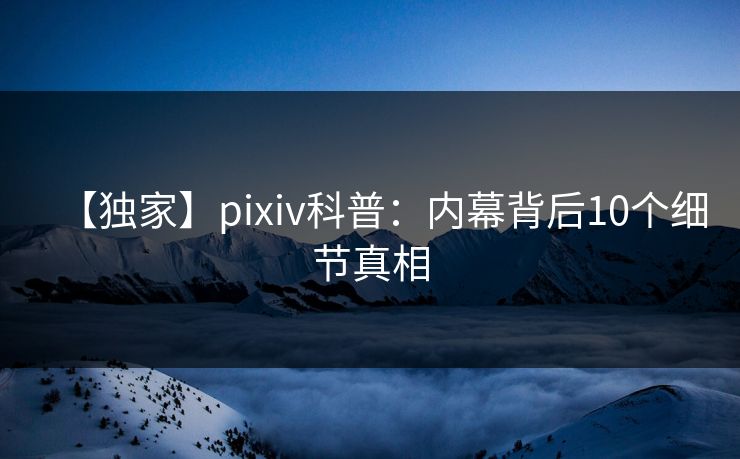 【独家】pixiv科普:内幕背后10个细节真相 【独家】pixiv科普:内幕背后10个细节真相