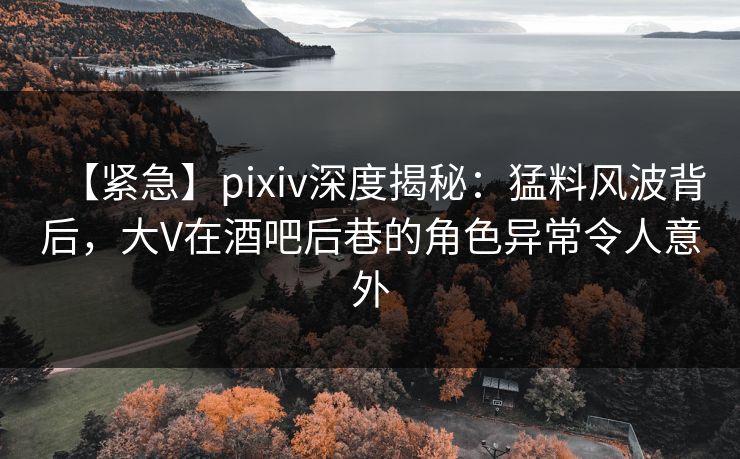 【紧急】pixiv深度揭秘：猛料风波背后，大V在酒吧后巷的角色异常令人意外