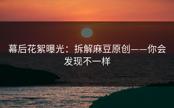 幕后花絮曝光：拆解麻豆原创——你会发现不一样